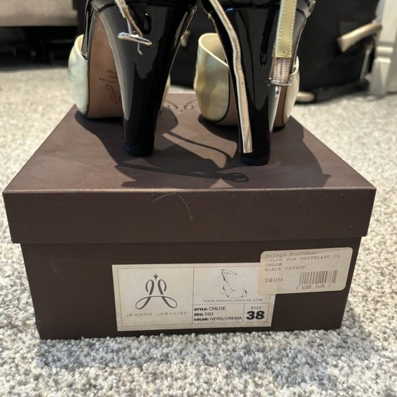 Jeanne Jarvaise Colorblock Peep Toe Strap Block Heels Size EURO 38 - Picture 7 of 8